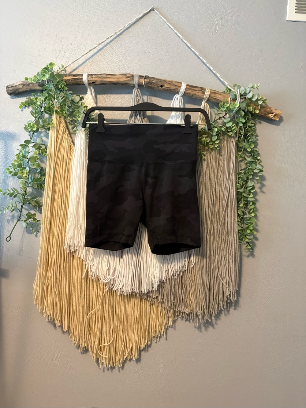 Lululemon Black Camo High-Rise Bike Shorts